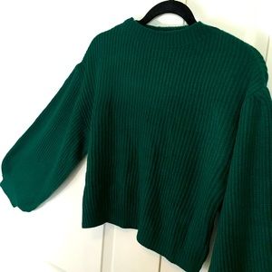 Green Balloon Sleeves Sweater